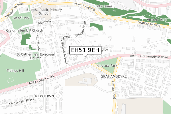 EH51 9EH map - large scale - OS Open Zoomstack (Ordnance Survey)