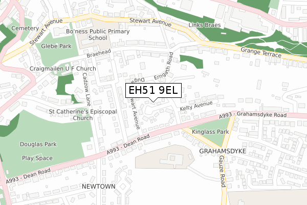 EH51 9EL map - large scale - OS Open Zoomstack (Ordnance Survey)