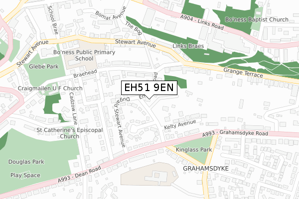 EH51 9EN map - large scale - OS Open Zoomstack (Ordnance Survey)