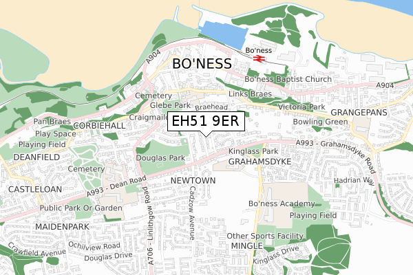 EH51 9ER map - small scale - OS Open Zoomstack (Ordnance Survey)