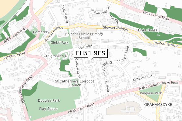EH51 9ES map - large scale - OS Open Zoomstack (Ordnance Survey)