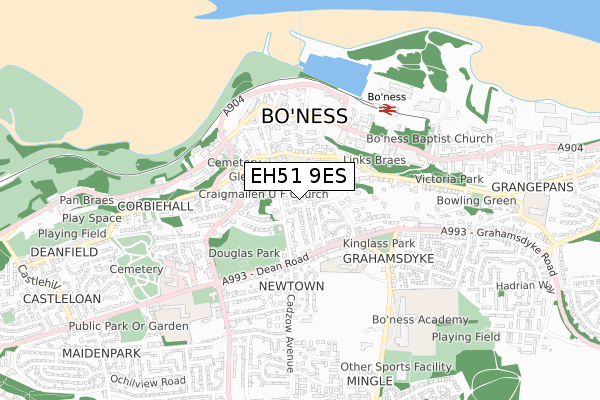EH51 9ES map - small scale - OS Open Zoomstack (Ordnance Survey)
