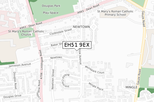 EH51 9EX map - large scale - OS Open Zoomstack (Ordnance Survey)