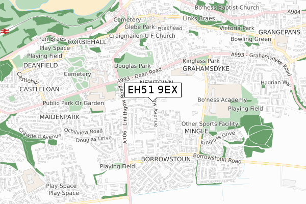EH51 9EX map - small scale - OS Open Zoomstack (Ordnance Survey)