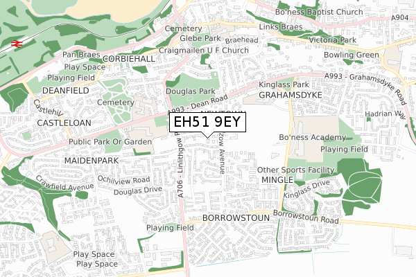 EH51 9EY map - small scale - OS Open Zoomstack (Ordnance Survey)