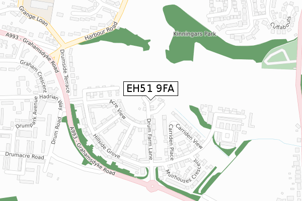 EH51 9FA map - large scale - OS Open Zoomstack (Ordnance Survey)