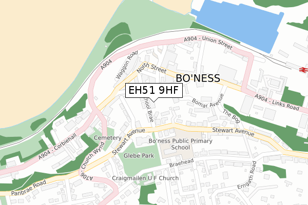 EH51 9HF map - large scale - OS Open Zoomstack (Ordnance Survey)