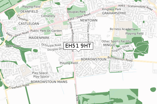 EH51 9HT map - small scale - OS Open Zoomstack (Ordnance Survey)