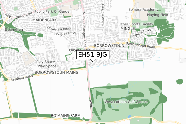 EH51 9JG map - small scale - OS Open Zoomstack (Ordnance Survey)