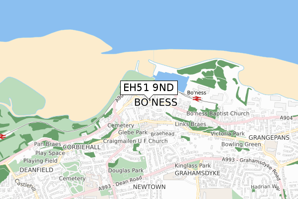 EH51 9ND map - small scale - OS Open Zoomstack (Ordnance Survey)