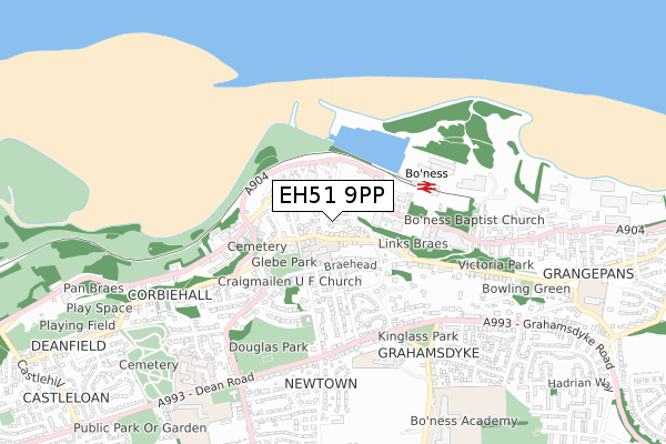 EH51 9PP map - small scale - OS Open Zoomstack (Ordnance Survey)