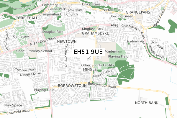 EH51 9UE map - small scale - OS Open Zoomstack (Ordnance Survey)