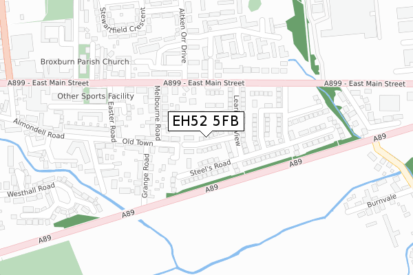 EH52 5FB map - large scale - OS Open Zoomstack (Ordnance Survey)