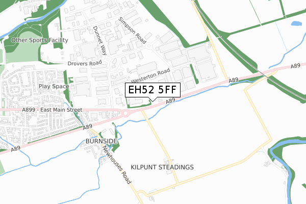 EH52 5FF map - small scale - OS Open Zoomstack (Ordnance Survey)