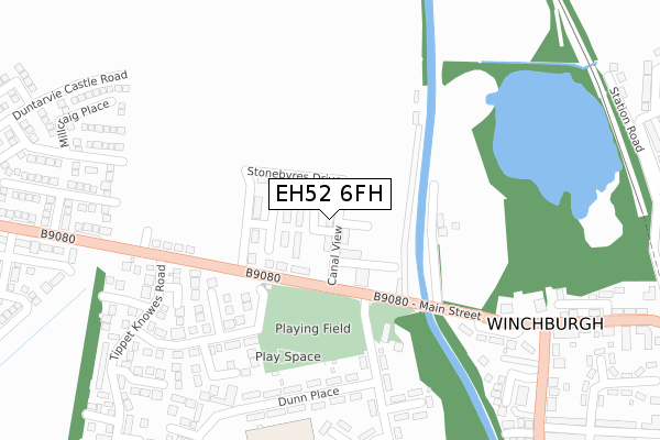 EH52 6FH map - large scale - OS Open Zoomstack (Ordnance Survey)