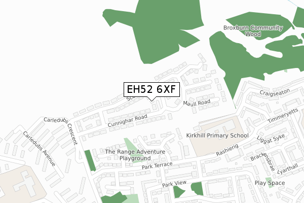 EH52 6XF map - large scale - OS Open Zoomstack (Ordnance Survey)