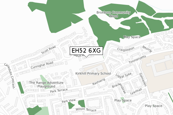 EH52 6XG map - large scale - OS Open Zoomstack (Ordnance Survey)