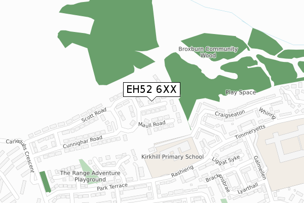 EH52 6XX map - large scale - OS Open Zoomstack (Ordnance Survey)