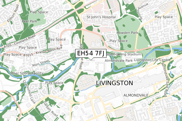 EH54 7FJ map - small scale - OS Open Zoomstack (Ordnance Survey) EH54 7FJ map - small scale - OS Open Zoomstack (Ordnance Survey)