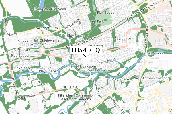 EH54 7FQ map - small scale - OS Open Zoomstack (Ordnance Survey)