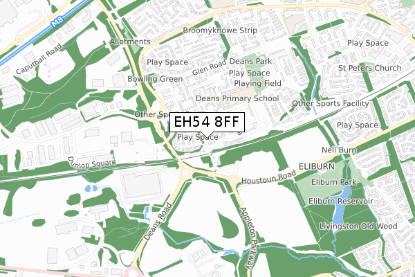 EH54 8FF map - small scale - OS Open Zoomstack (Ordnance Survey) EH54 8FF map - small scale - OS Open Zoomstack (Ordnance Survey)