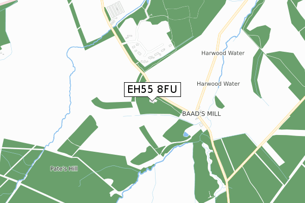 EH55 8FU map - small scale - OS Open Zoomstack (Ordnance Survey)