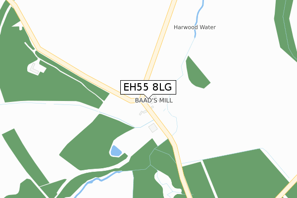 EH55 8LG map - large scale - OS Open Zoomstack (Ordnance Survey)