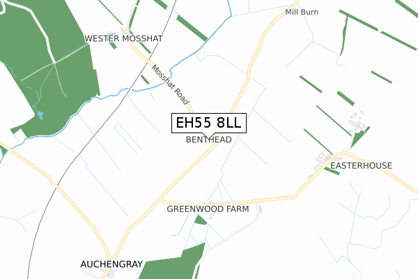 EH55 8LL map - small scale - OS Open Zoomstack (Ordnance Survey)
