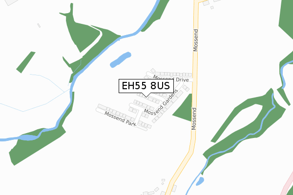 EH55 8US map - large scale - OS Open Zoomstack (Ordnance Survey)