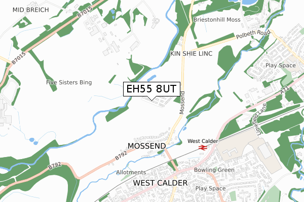 EH55 8UT map - small scale - OS Open Zoomstack (Ordnance Survey)