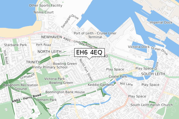 EH6 4EQ map - small scale - OS Open Zoomstack (Ordnance Survey)