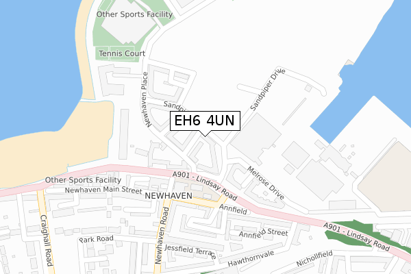 EH6 4UN map - large scale - OS Open Zoomstack (Ordnance Survey)