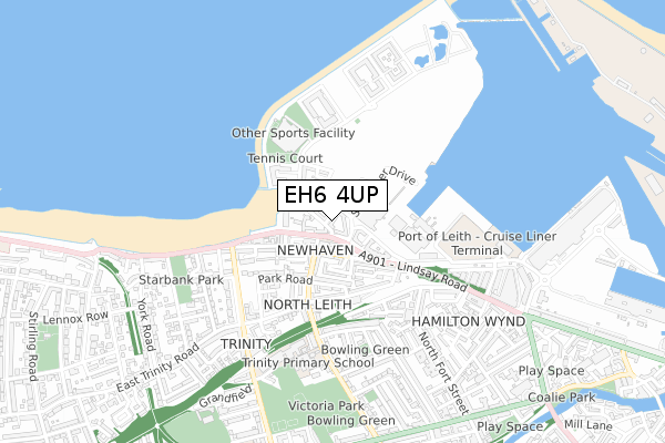 EH6 4UP map - small scale - OS Open Zoomstack (Ordnance Survey)