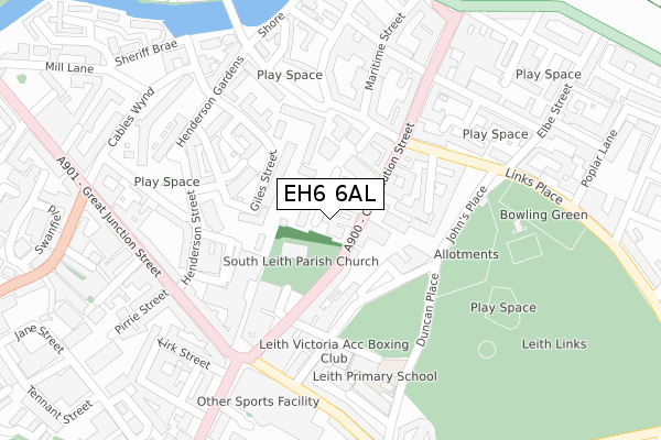 EH6 6AL map - large scale - OS Open Zoomstack (Ordnance Survey)