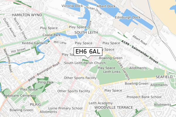 EH6 6AL map - small scale - OS Open Zoomstack (Ordnance Survey)