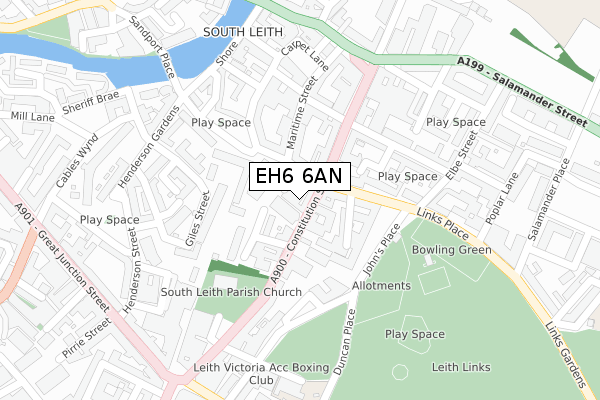 EH6 6AN map - large scale - OS Open Zoomstack (Ordnance Survey)