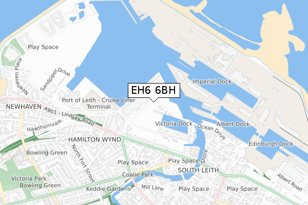 EH6 6BH map - small scale - OS Open Zoomstack (Ordnance Survey)
