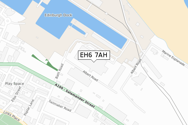 EH6 7AH map - large scale - OS Open Zoomstack (Ordnance Survey)