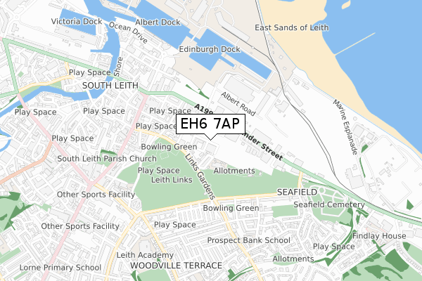 EH6 7AP map - small scale - OS Open Zoomstack (Ordnance Survey)