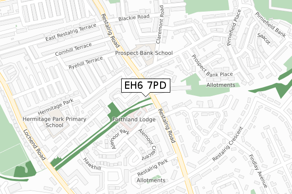 EH6 7PD map - large scale - OS Open Zoomstack (Ordnance Survey)