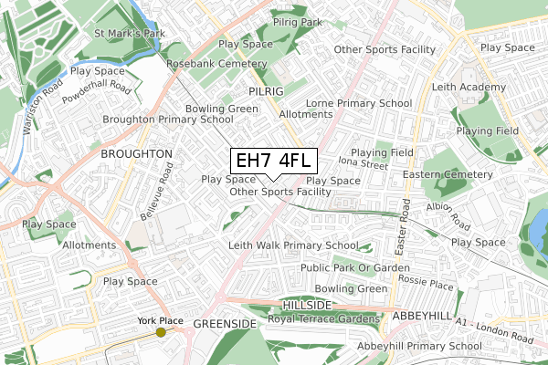 EH7 4FL map - small scale - OS Open Zoomstack (Ordnance Survey) EH7 4FL map - small scale - OS Open Zoomstack (Ordnance Survey)