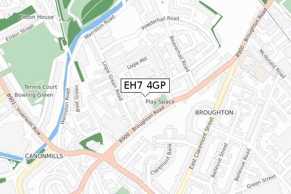 EH7 4GP map - large scale - OS Open Zoomstack (Ordnance Survey) EH7 4GP map - large scale - OS Open Zoomstack (Ordnance Survey)