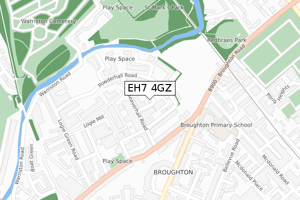EH7 4GZ map - large scale - OS Open Zoomstack (Ordnance Survey) EH7 4GZ map - large scale - OS Open Zoomstack (Ordnance Survey)