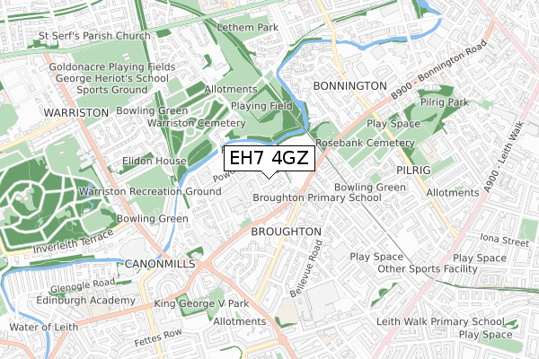 EH7 4GZ map - small scale - OS Open Zoomstack (Ordnance Survey) EH7 4GZ map - small scale - OS Open Zoomstack (Ordnance Survey)
