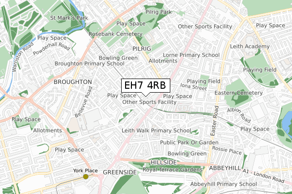 EH7 4RB map - small scale - OS Open Zoomstack (Ordnance Survey) EH7 4RB map - small scale - OS Open Zoomstack (Ordnance Survey)