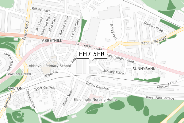 EH7 5FR map - large scale - OS Open Zoomstack (Ordnance Survey)