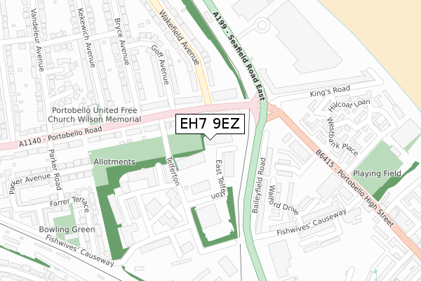 EH7 9EZ map - large scale - OS Open Zoomstack (Ordnance Survey)