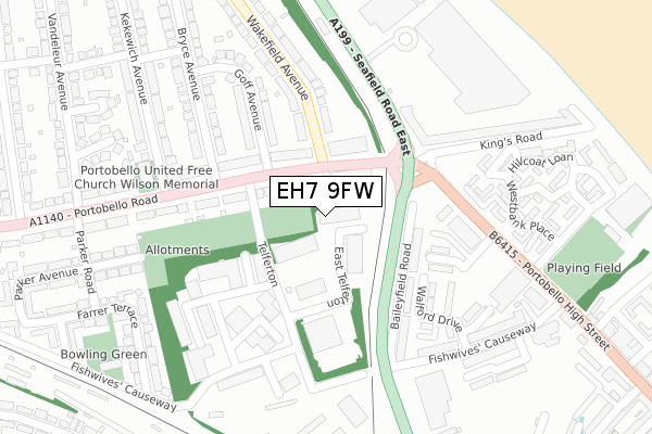 EH7 9FW map - large scale - OS Open Zoomstack (Ordnance Survey)