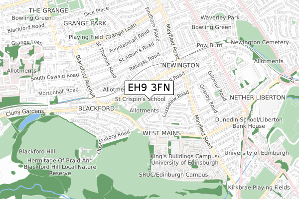 EH9 3FN map - small scale - OS Open Zoomstack (Ordnance Survey) EH9 3FN map - small scale - OS Open Zoomstack (Ordnance Survey)