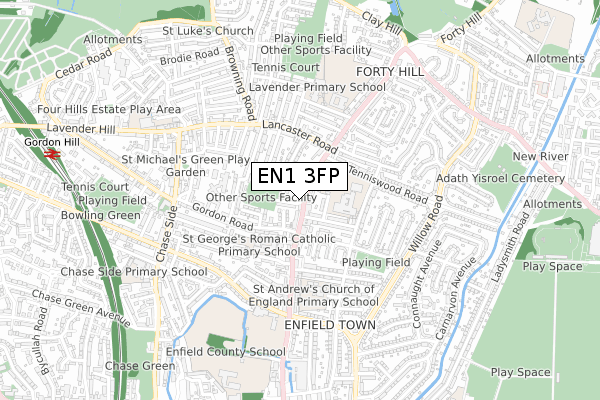 EN1 3FP map - small scale - OS Open Zoomstack (Ordnance Survey)